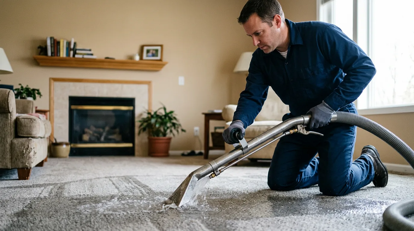 Water damage restoration technician working near Dorchester, MA